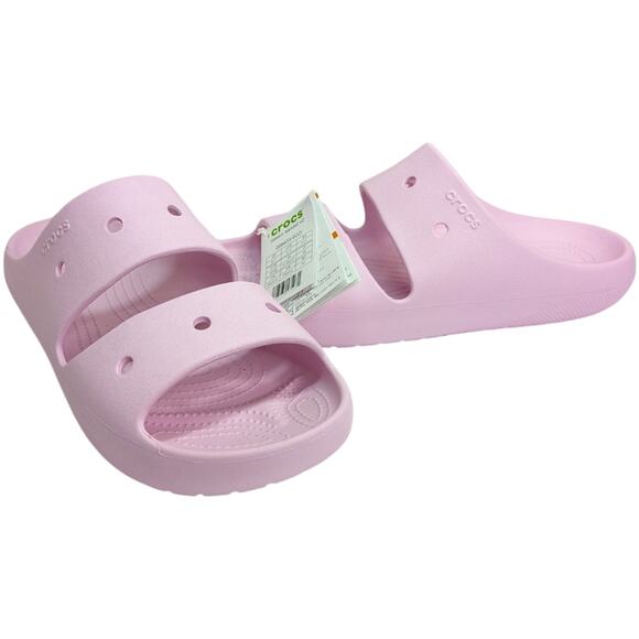 NEW Crocs Classic Slides Sandals 2.0 Ballerina Pink Strap Mens 10  Womens 12 - Picture 1 of 9